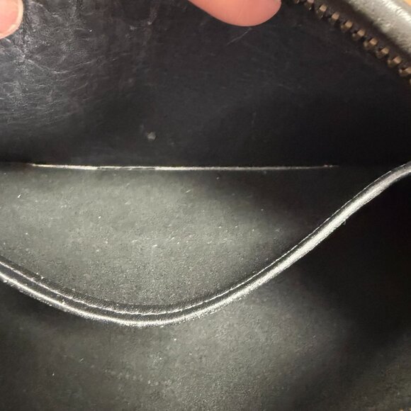 Vintage Black Leather Bucket Bag Heavy Duty Construction and Zipper - Picture 9 of 10